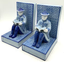 Pair of Blue & White Asian Bookends