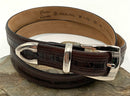 MEZLAN Brown Genuine Crocodile Braided Leather Belt Sz 38