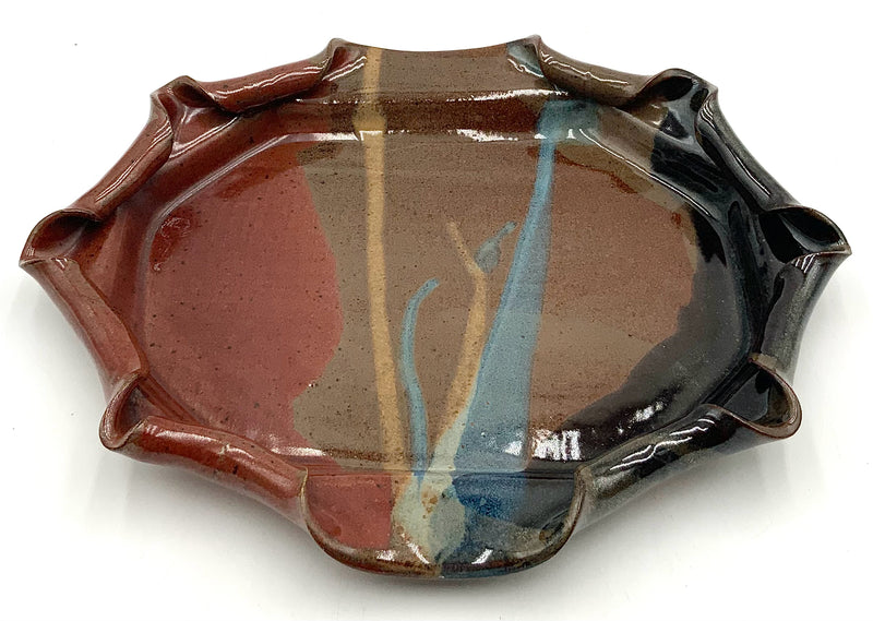 Handmade Pottery Tray with Rolled Edge
