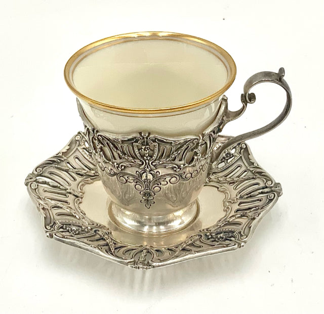 Sterling Silver Demitasse Cup with Saucer