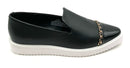 KARL LAGERFELD Black Leather/Patent w/Chain Accent Loafers 5.5