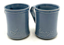 Pair of Juliska Blue Love & Courage Mugs