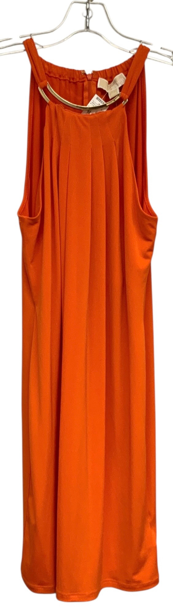 MICHAEL KORS Orange w/Goldtone Collar Accent S/L Dress