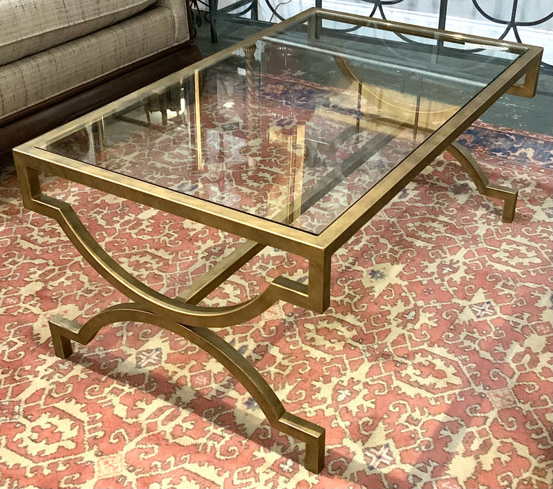 Glass Coffee Table With Brushed Gold Frame