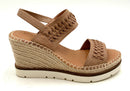GENTLE SOULS Tan Braided Leather Double Strap Elyssa Wedge Sandals 7.5