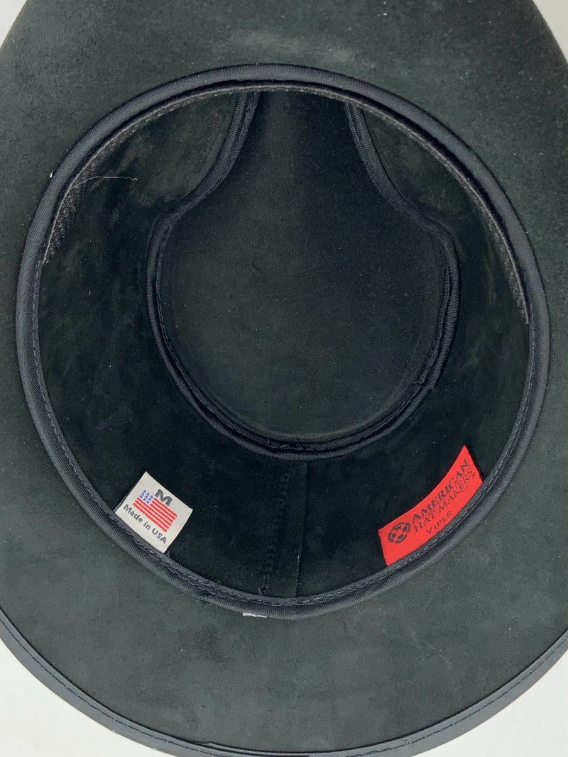 AMERICAN HAT MAKERS Black Leather Lizard Embossed Buffalo Nickel Viper Hat