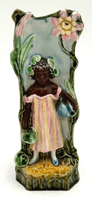 Vinage Majolica Bud Vase with Blackamoor Motif