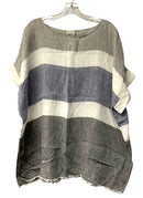 LA BOTTEGA DI BRUNELLA Blue/White/Grey Stripe S/S Linen Top
