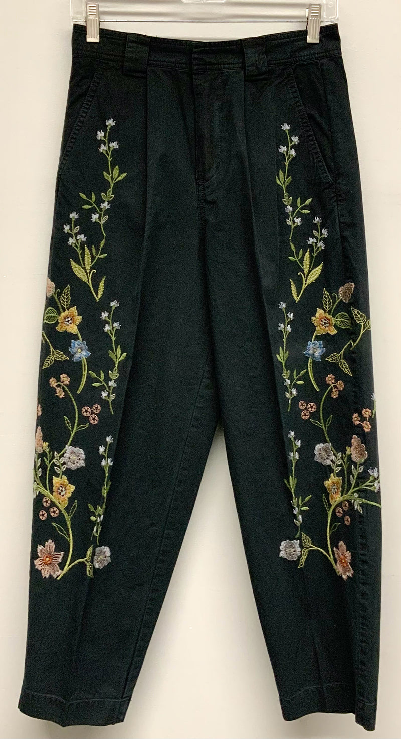 SUNDANCE Black w/Multi Floral Embroid "Garden Grand" Pants