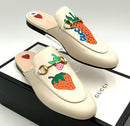 GUCCI Ivory Leather Tasty Strawberry Apollo Bit Mules 38