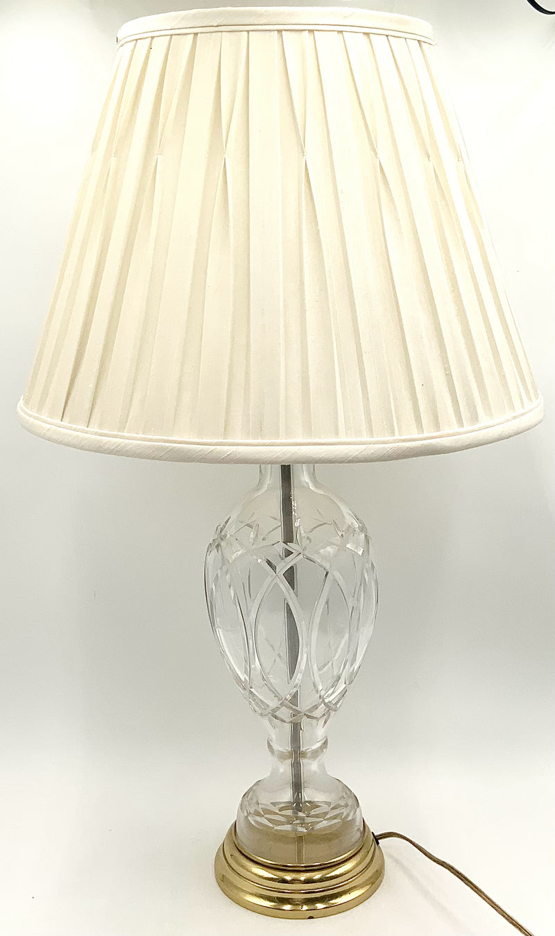 Vintage Crystal Lamp with Brass Accents