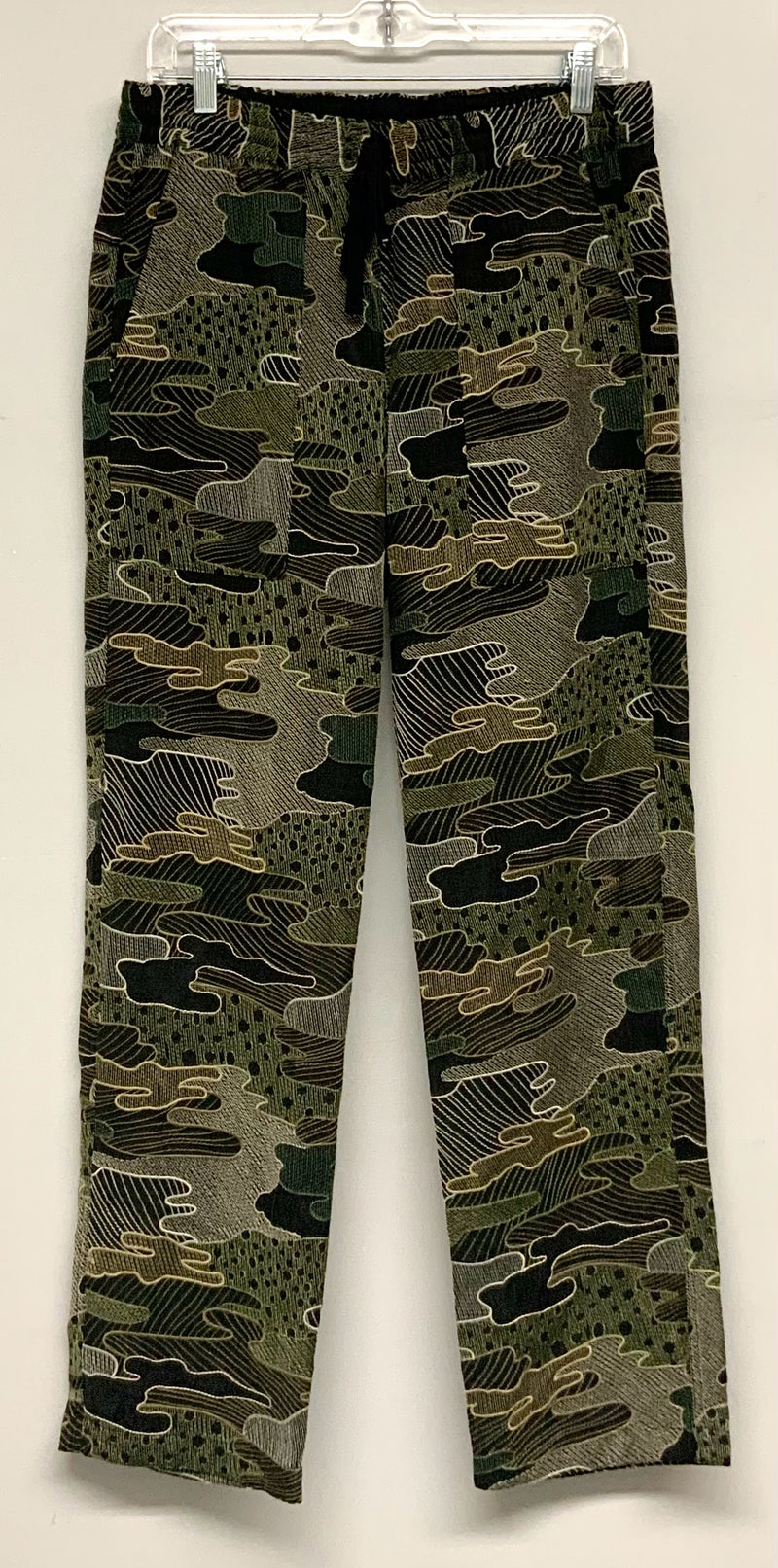 JOHNNY WAS Black/Tan Embroid Straight Leg Camo Pants