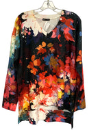 NALLY & MILLIE Black/Pink/Multi Floral V-Neck L/S Sweater