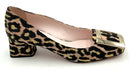 ROGER VIVIER Peach Yellow Black Leopard Square Buckle Pumps 39