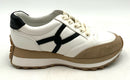 VERONICA BEARD White/Black Leather Tan Suede Sneakers 6