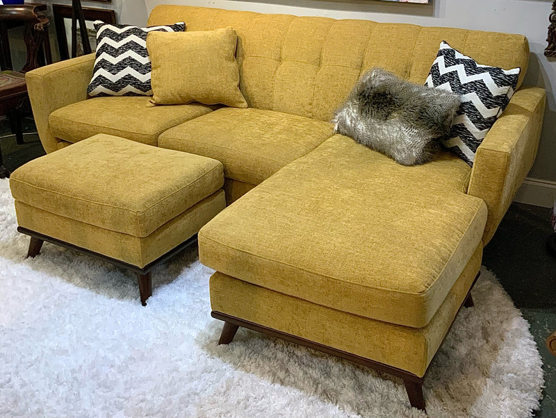 Mid Century Style Chaise Sofa with Ottoman