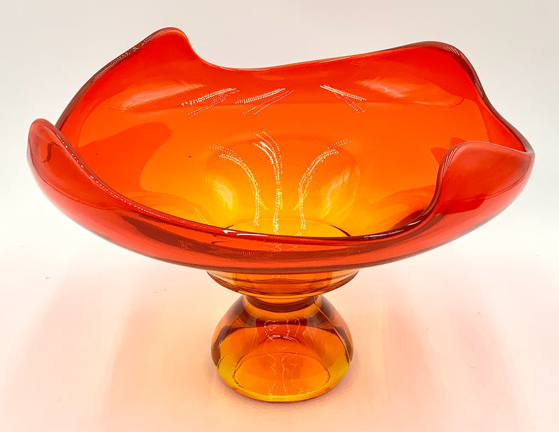 Vintage Amberina Art Glass Compote