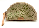 CONSUELA Tan/Metallic Reptile Emboss Lea Zip Pouch