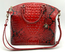 BRAHMIN Lipstick Red Ombre Leather Croc Embossed Duxbury Satchel