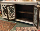 Glass Front Sideboard with Distressed Painted Finish
