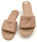 COACH Tan Quilted Lea "Holly" Slide Sandal 8.5