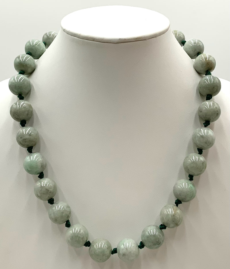 Silvertone Metal & Hand-Knotted Jade Beaded Necklace