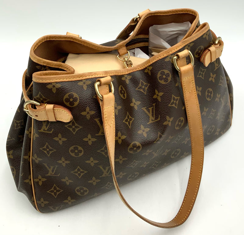 LOUIS VUITTON Tan Vachetta Trim Monogram Canvas Batignolles Horizontal Bag