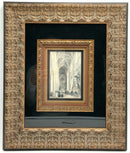 Pair of European Church Scenes in Black & Gold Frames