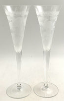 Pair of Ingrid Etched Crystal Champagne Flutes
