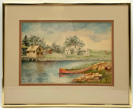 Vintage Original Watercolor of Shore