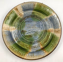 Signed Pottery Plate with Mountain Scene