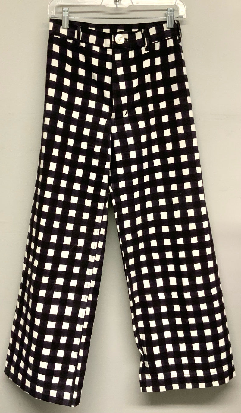 SZ BLOCK PRINTS Navy Black White Plaid High Waisted Pants