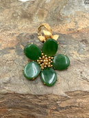 14kt Gold & Jade Flower Pendant