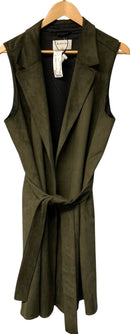 BABATON Green Faux Suede Long Belted Vest