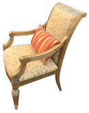 Upholstered Arm Chair with Carved Gilt Frame