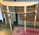 Vintage French Style Demilune Foyer Table With Marble Top