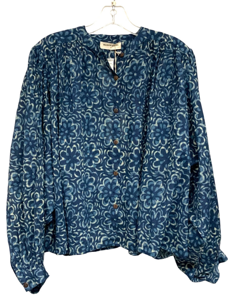 MAISON HOTEL Indigo Floral Puff Sleeve B/S "Gaia" Top