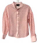 GRACIA Pink Eyelet L/S B/D Top