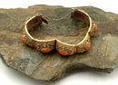 Gold Over Sterling & Coral Filigree Hinged Panel Bracelet
