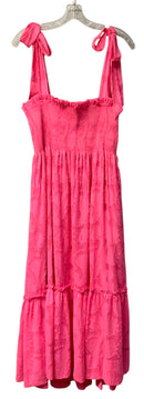 LILLY PULITZER Hot Pink Burn-Out Floral Tie Shldr "Rivera" Midi Dress