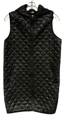 SportMax Black Quilted Long Zip Hooded Vest