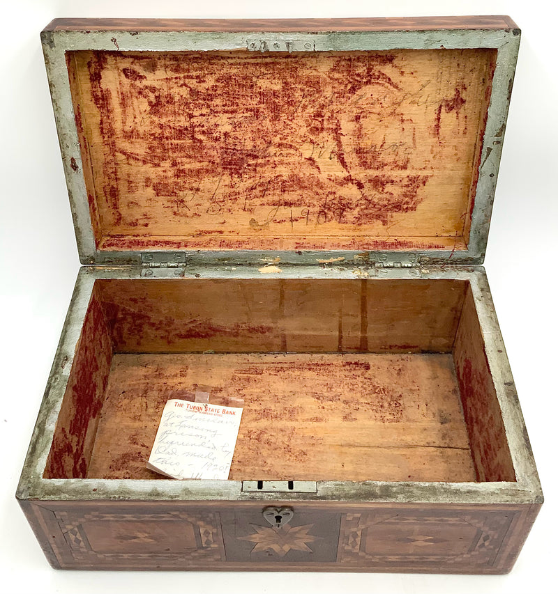 Antique Handcrafted Marquetry Wood Box