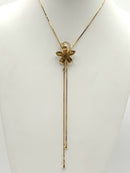 10kt Gold & Gold Plated Floral Motif Bolo-Style Slide Necklace