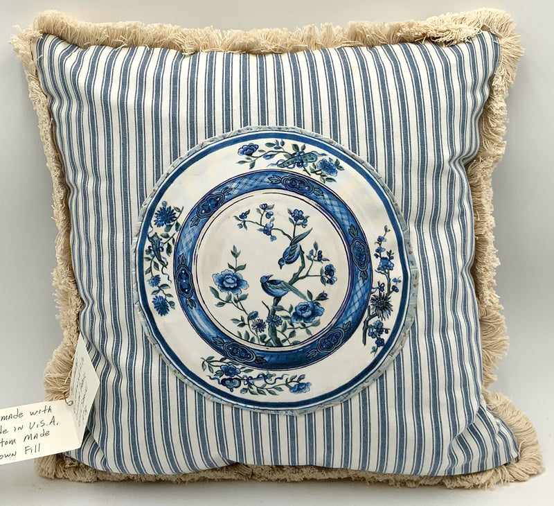 NEW Custom Brunschwig & Fils Blue Fabric Down Pillow