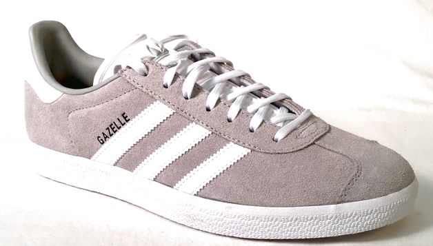 ADIDAS Grey Suede White Stripe Gazelle Sneakers 9.5