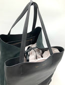 CELINE Black Leather Suede Panel Cabas Phantom Tote Bag