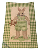 Hooked Wool Rug with Bunny Motif 3x4