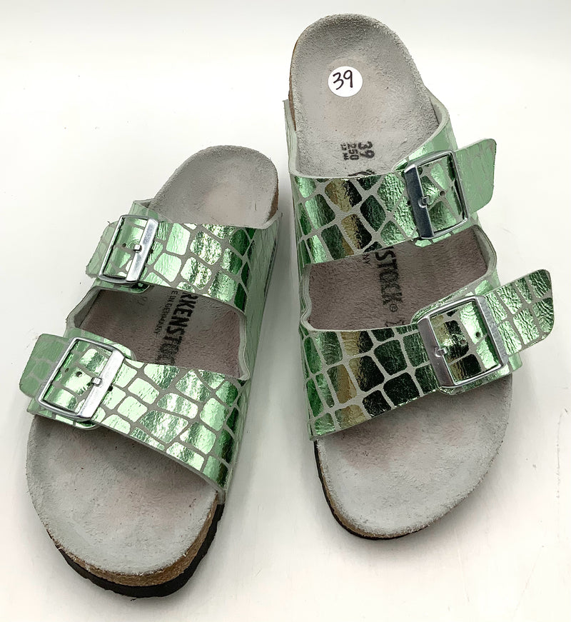 BIRKENSTOCK Green Gator Gleam Arizona Sandals 39