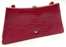 ELAINE TURNER Fuchsia Embossed Leather Top Handle Frame Bag