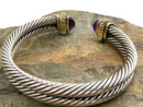 DAVID YURMAN 14kt Gold/Sterling/Amethyst/Chalcedony 2-Cable Cuff